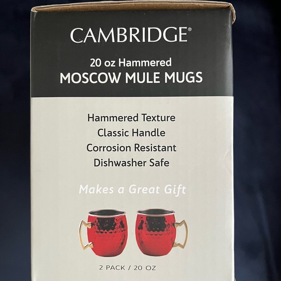 Cambridge 20 Oz Hammered Red Moscow Mule Mugs, Set Of 2 - Picture 7 of 8